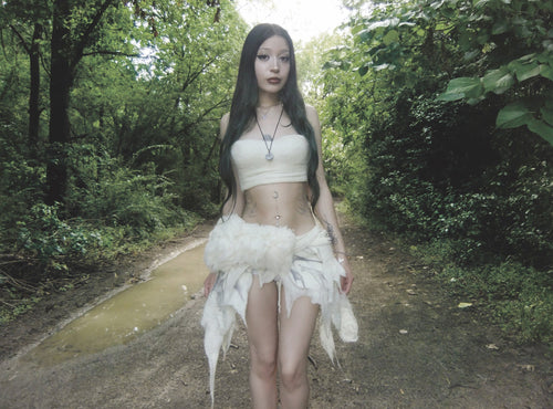 Felted fairy skirt with detachable  fur belt
